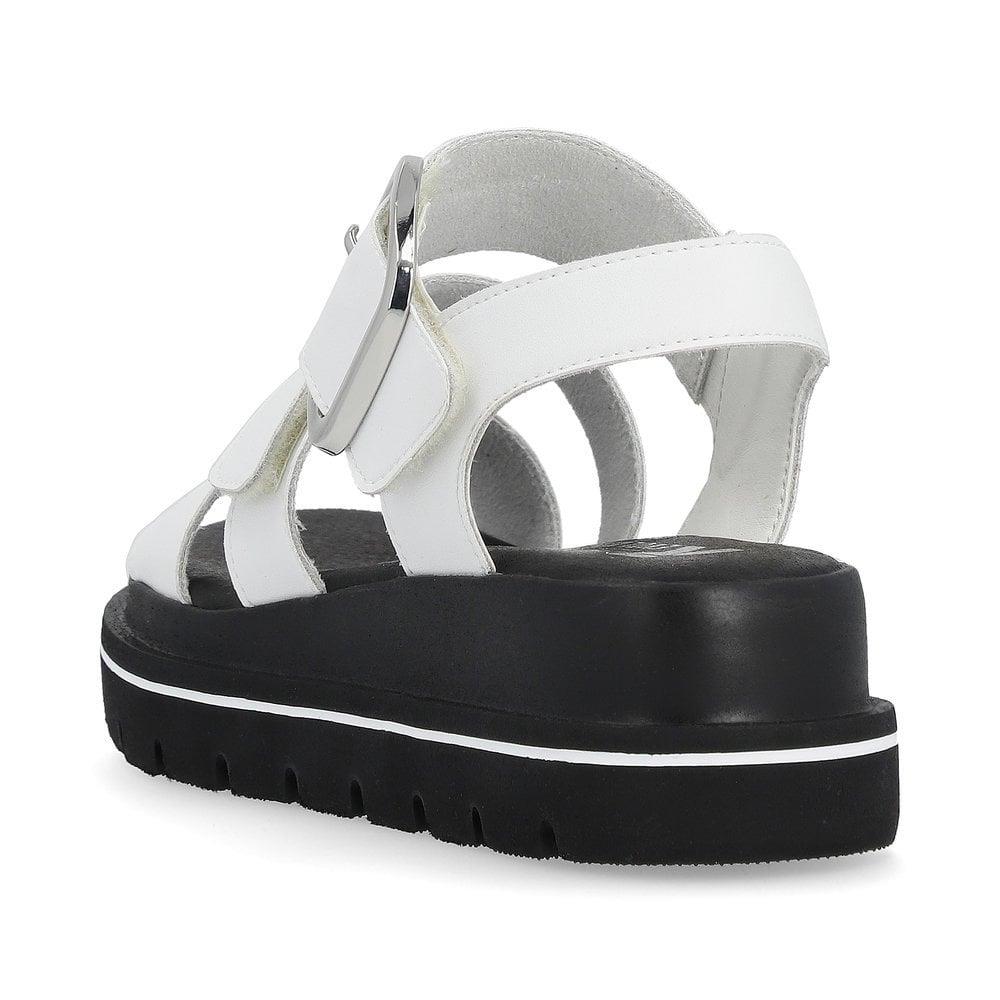 Rieker Womens W1650-80 White Platform Adjustable Strap Sandals