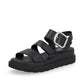 Rieker Womens W1650-00 Black Platform Adjustable Strap Sandals