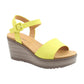 Heavenly Feet Womens Orion2 Pistachio Yellow Vegan Wedge Sandals