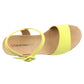 Heavenly Feet Womens Orion2 Pistachio Yellow Vegan Wedge Sandals