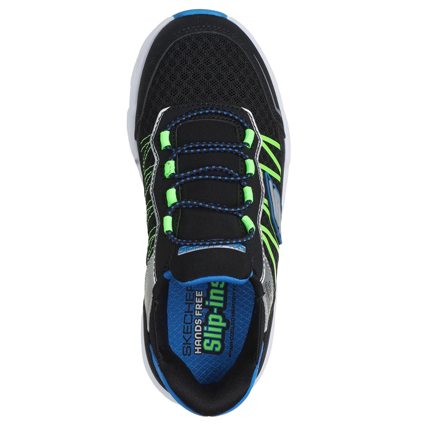 Skechers Kids Turbo Tread Black Lime Slip In Hands Free Trainers Shoes