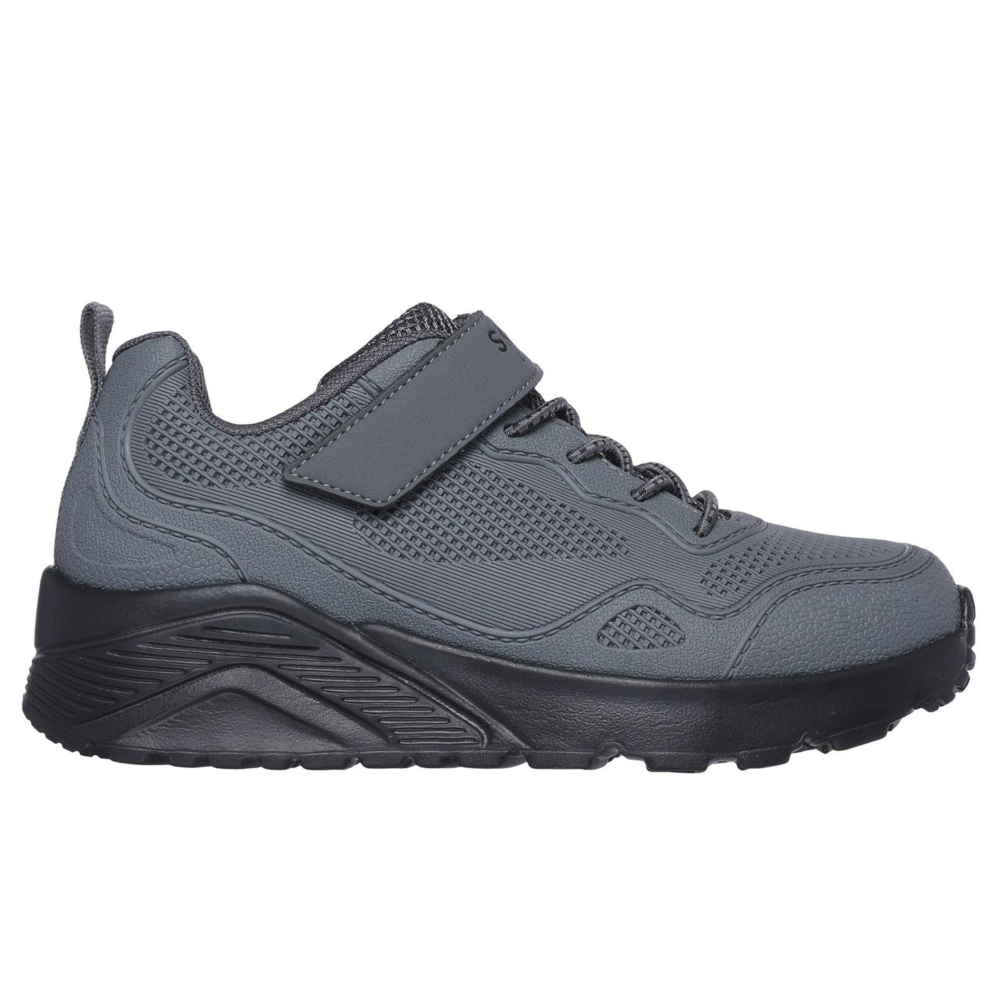 Skechers Kids Uno Lite Worlo Charcoal Mesh Easy on/Off Trainers