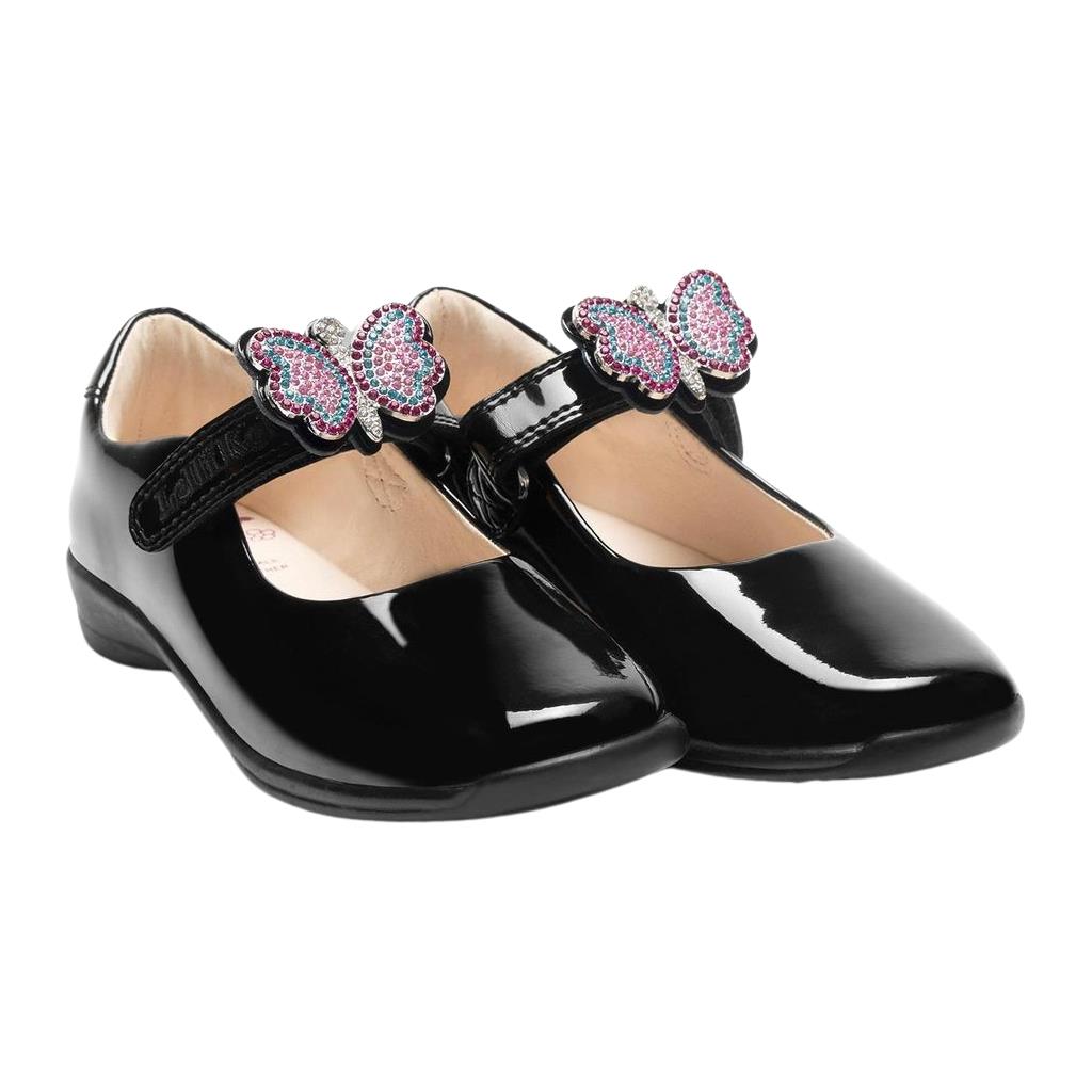 Lelli Kelly LK8611 (NE03) Luna Butterfly Black Patent F Fit School Shoes