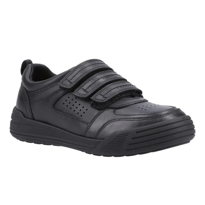 Hush Puppies Scott Black Leather School Shoes