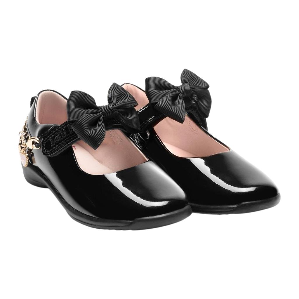 Lelli Kelly LK8428 (NE03) Annie Love Heart Black Patent School Shoes