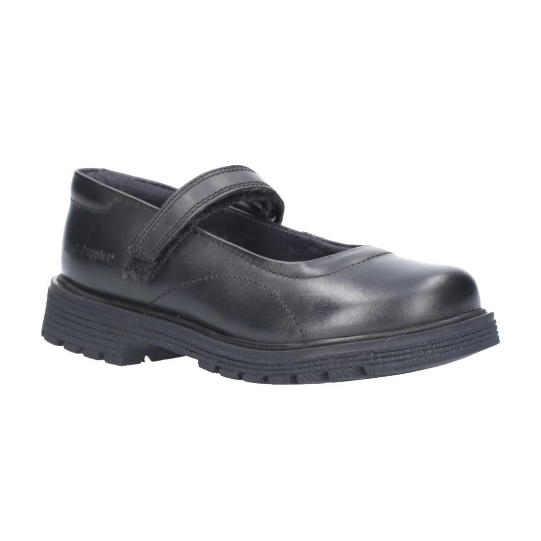 Hush Puppies Tally Girls Black Leather School Shoes