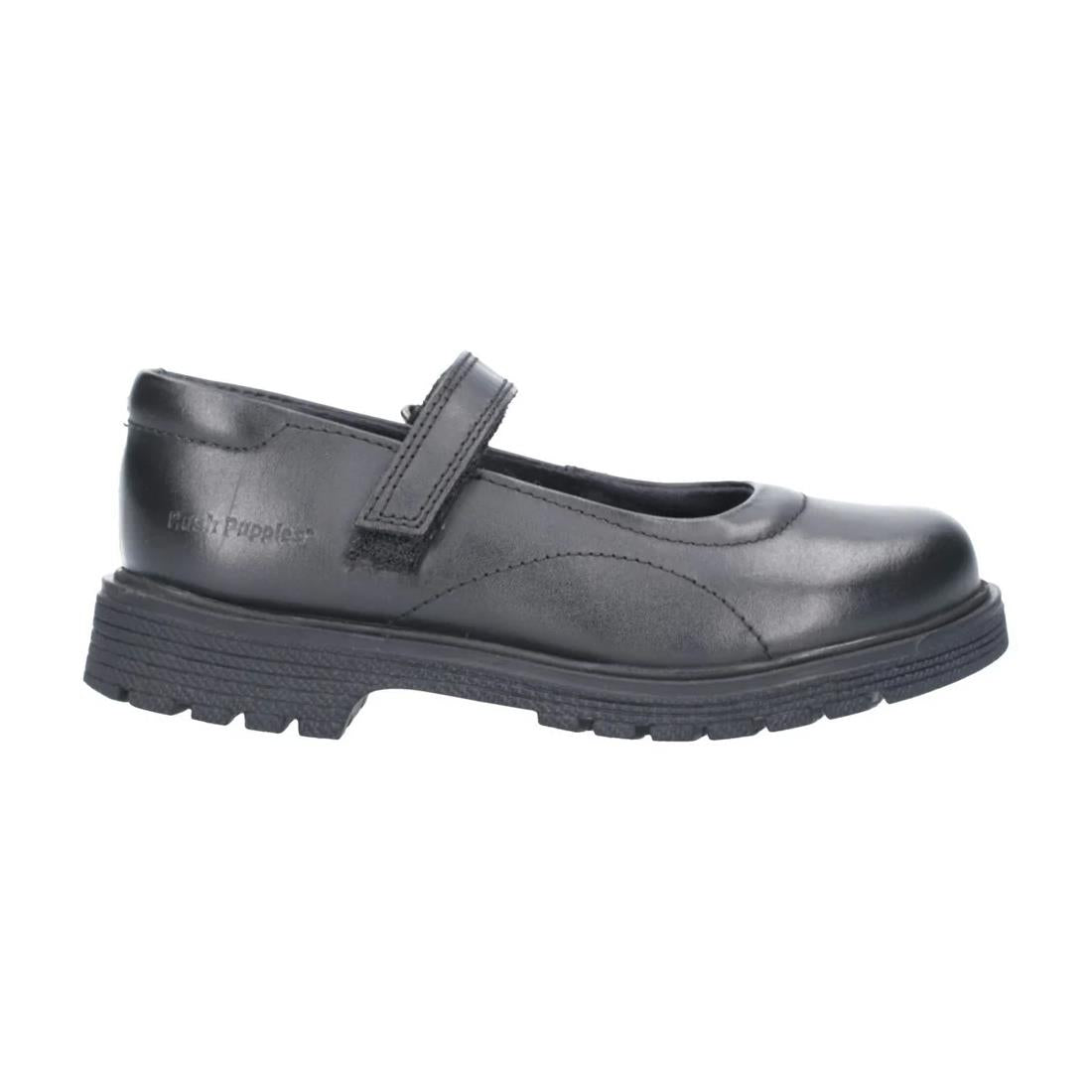 Hush Puppies Tally Girls Black Leather School Shoes