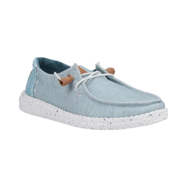 Hey Dude Wendy Heathered Slub Tropical Blue Slip On Canvas Shoes