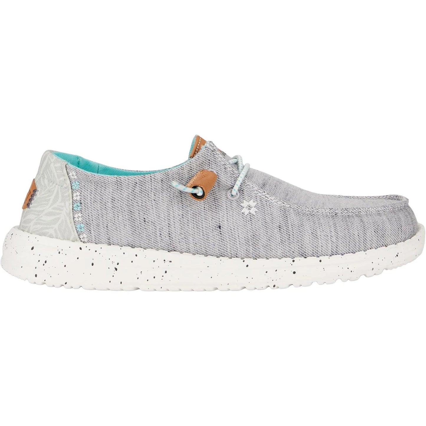 Hey Dude Womens Wendy Heathered Slub Tropical Grey Slip On Canvas Shoes