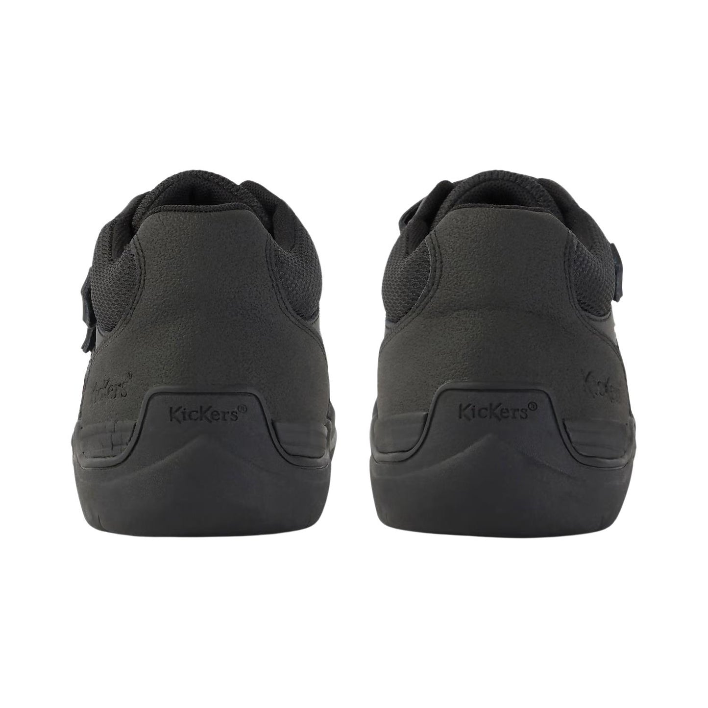 Kickers Junior Boys Stomper Mid Black Leather Double Strap Shoes