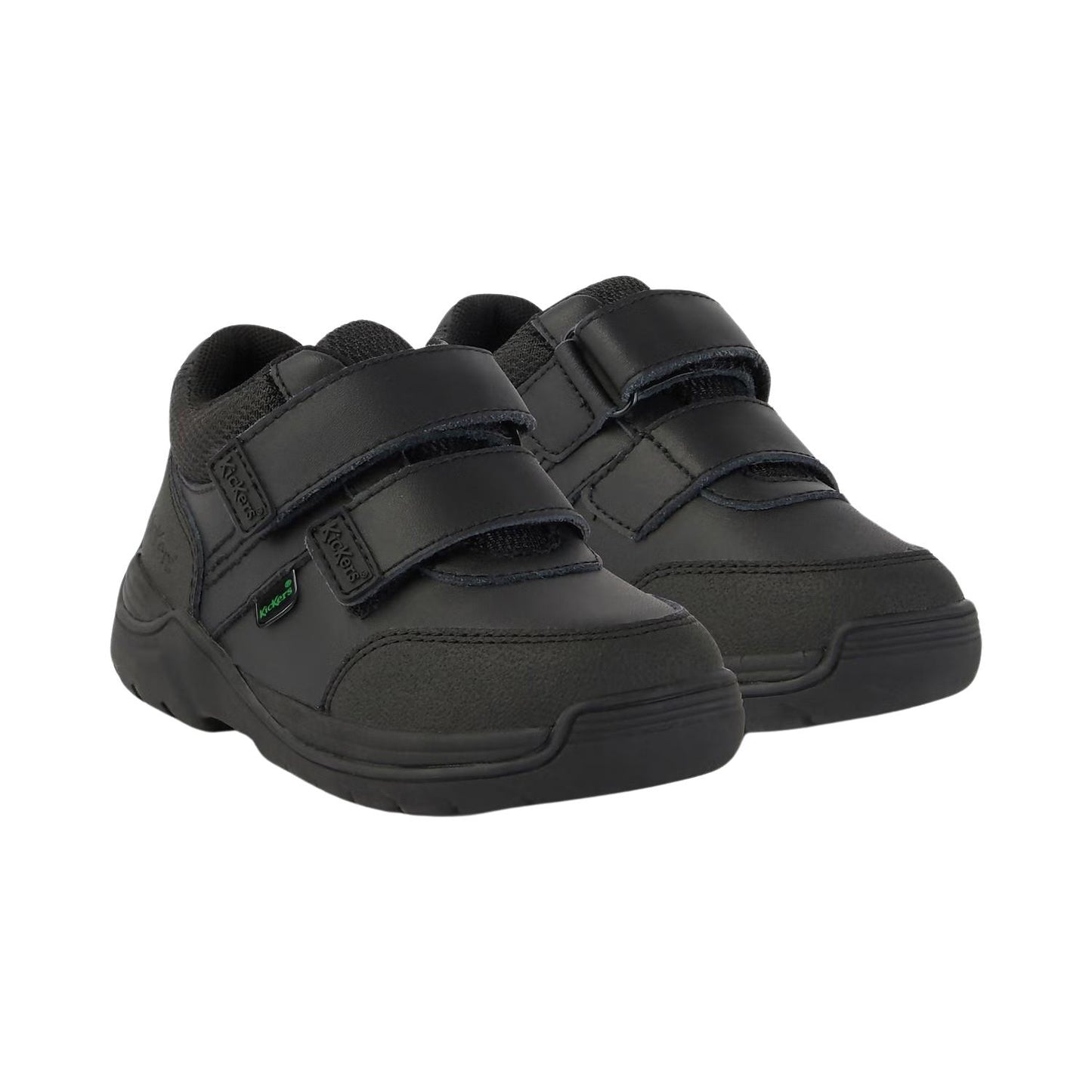 Kickers Infants Boys Stomper Mid Black Leather Double Strap Shoes