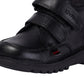 Kickers Infant Boys Kick Hi Scuff Black Leather Adjustable School Shoes