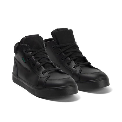 Kickers Junior Boys Tovni Hi Double Tongue Black Leather School Shoes