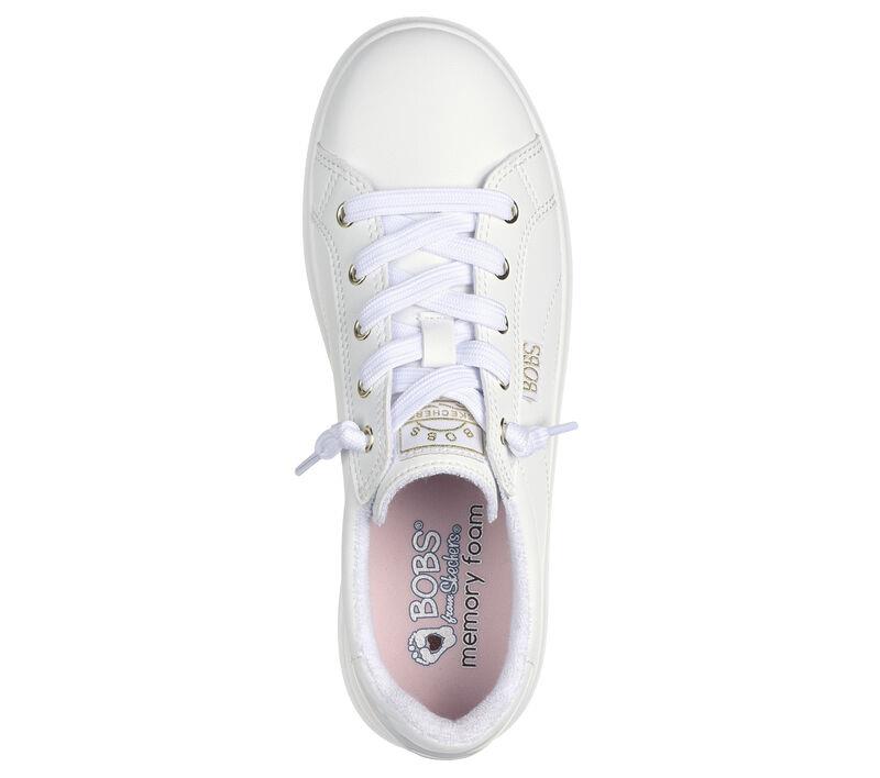 Skechers Womens Bobs D’Vine Instant Delight White Faux Leather Vegan Shoes