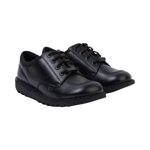 Kickers: Infant Unisex Kick Hi Zip School Shoes - Black Leather - Unisex School Shoes at Acorn & Pip ユニセックスキッズジュニアKickers Kick Hi Back To Schoolレザーブート靴
