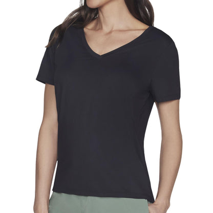 Skechers Womens Go Dri V Neck Black Breathable T-Shirt