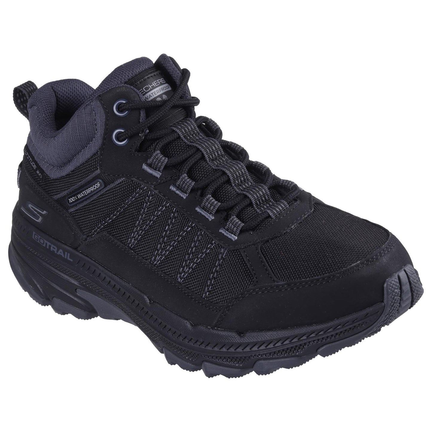 Skechers Womens Go Run Trail Altitude 2.0 Black Charcoal Waterproof Trail Shoes