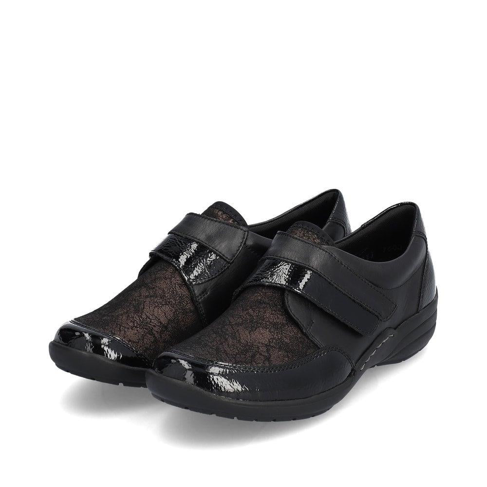 Remonte Womens R7600-03 Black Leather & Textile Extra Wide Adjustable Shoes