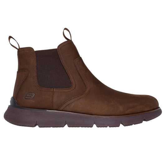 Skechers Mens Ausustino Paulo Chocolate Leather Chelsea Boots