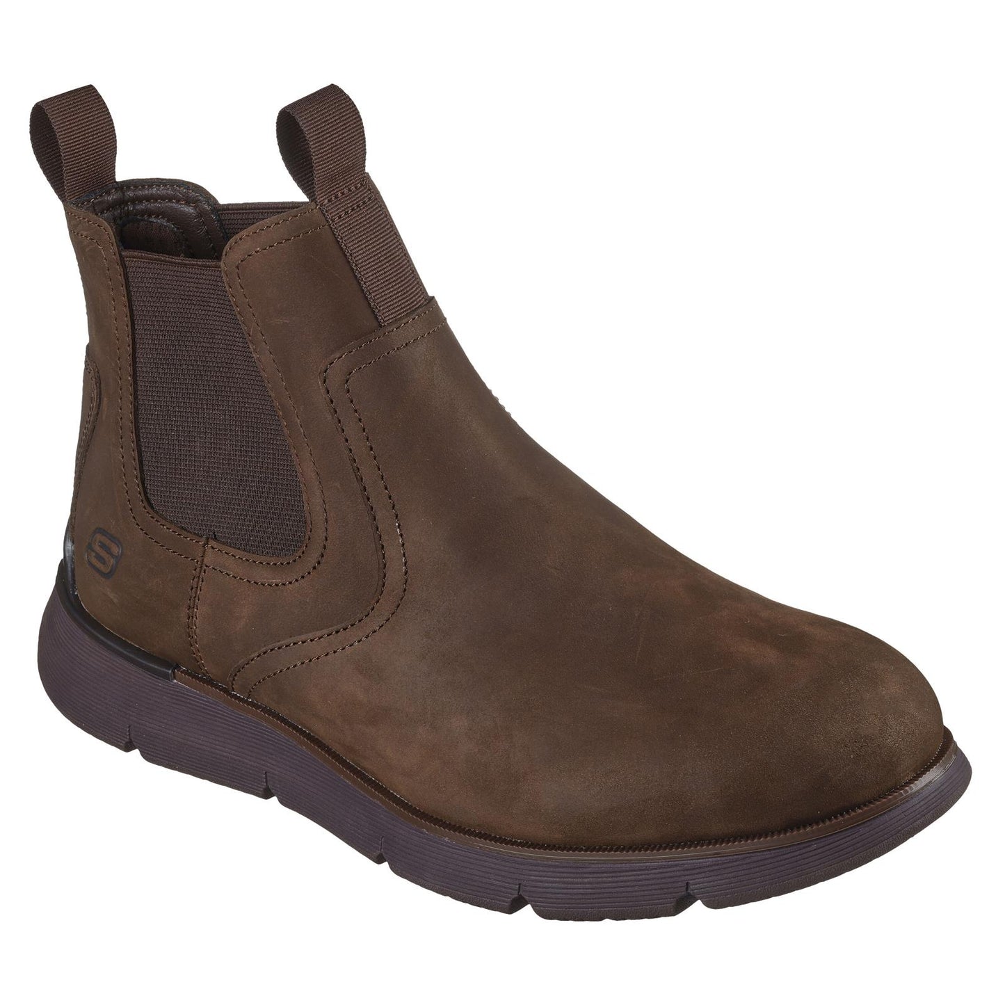 Skechers Mens Ausustino Paulo Chocolate Leather Chelsea Boots