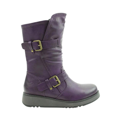 Heavenly Feet Womens Hannah4 Purple Mid Calf Vegan Boots