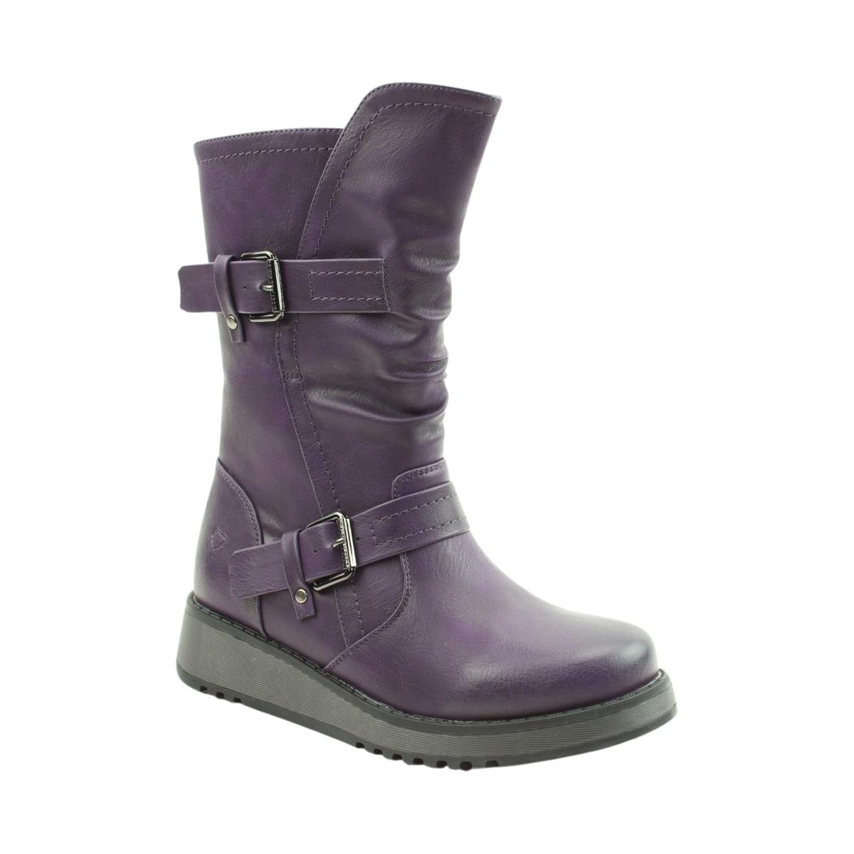 Heavenly Feet Womens Hannah4 Purple Mid Calf Vegan Boots