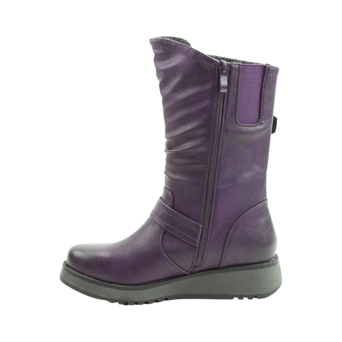 Heavenly Feet Womens Hannah4 Purple Mid Calf Vegan Boots