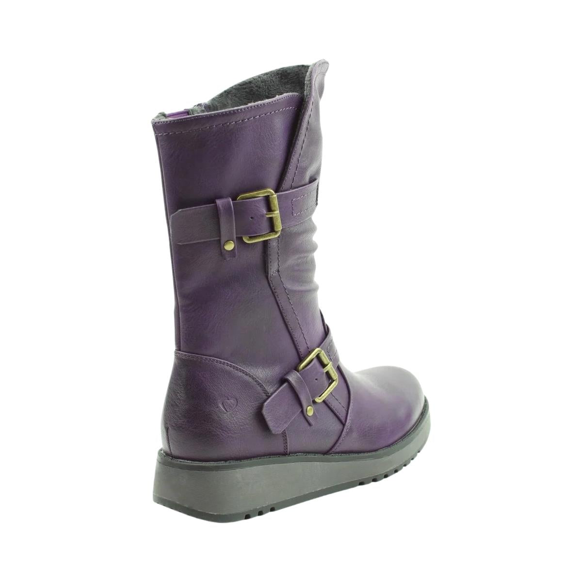 Heavenly Feet Womens Hannah4 Purple Mid Calf Vegan Boots