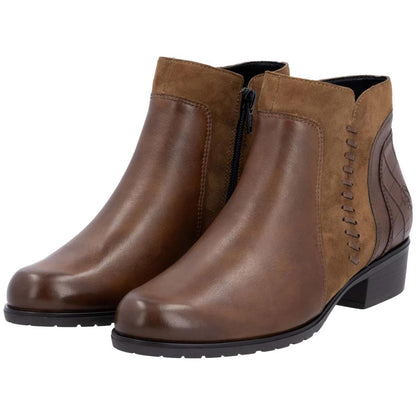 Remonte D6893-22 Brown Leather & Suede Ankle Boots