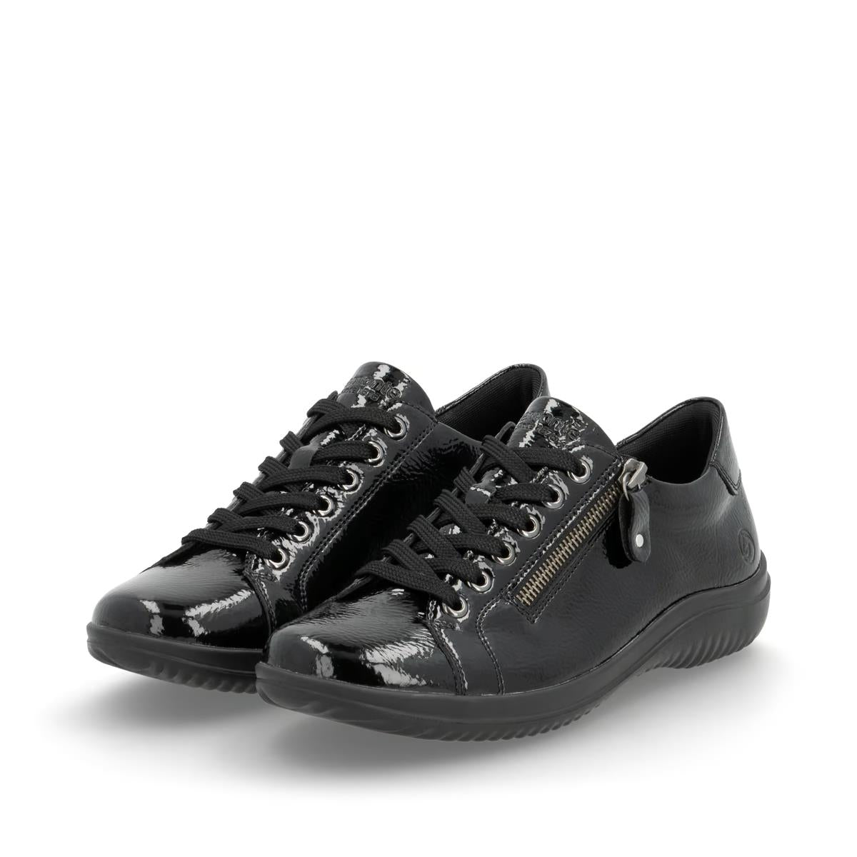 Remonte D1E03-01 Black Patent Wide Fit Casual Shoes