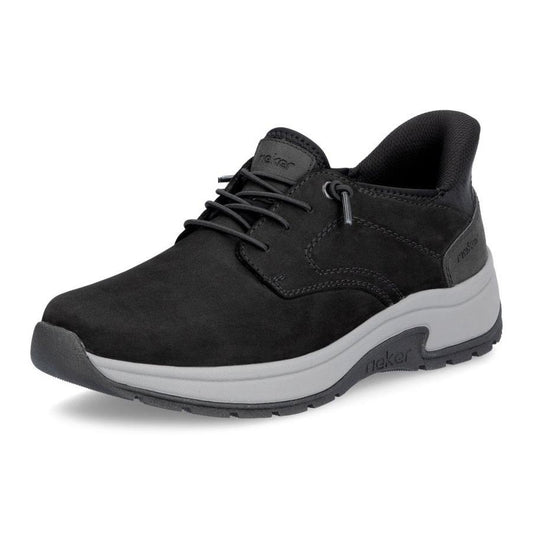 Rieker 11050-00 Black Suede Extra Wide Fit Lace Up Shoes