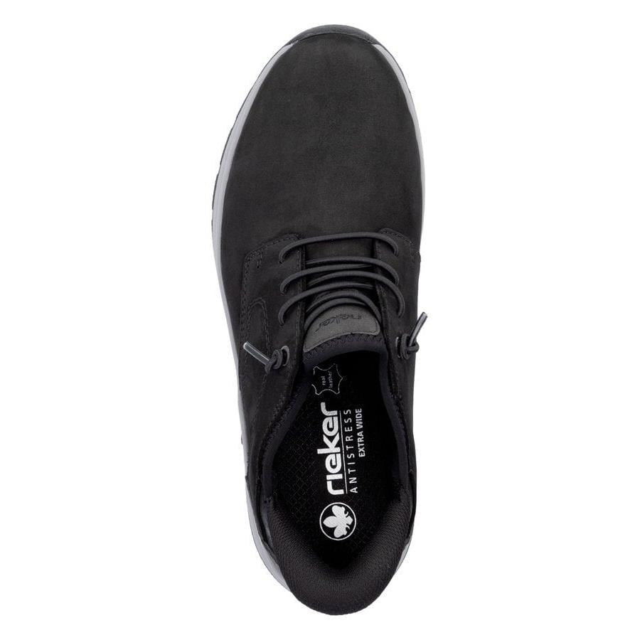 Rieker 11050-00 Black Suede Extra Wide Fit Lace Up Shoes