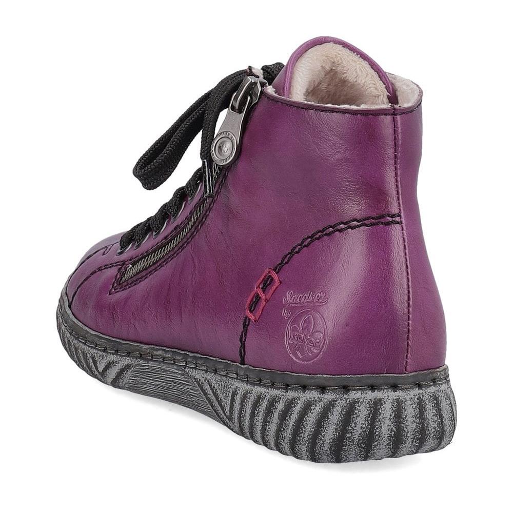 Rieker Ladies N0921-31 Purple Soft Leather Warm Lined Side Zip Ankle Boots