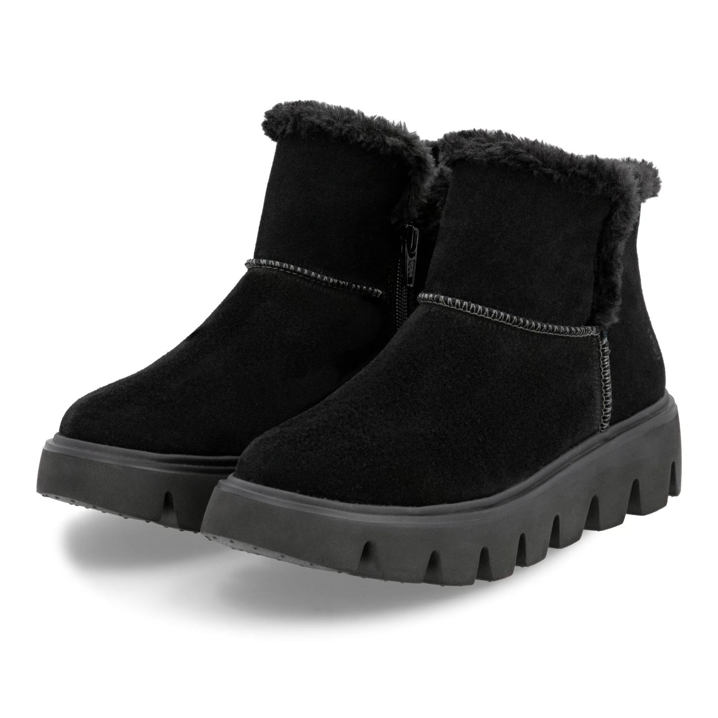 Rieker Ladies W2071-00 Black Suede Warm Lined Ankle Boots