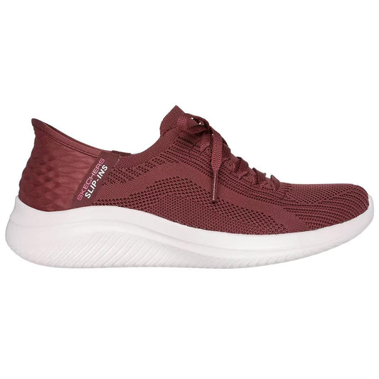 Skechers Ladies Ultra Flex 3.0 Brilliant Path Burgundy Vegan Slip In Shoes