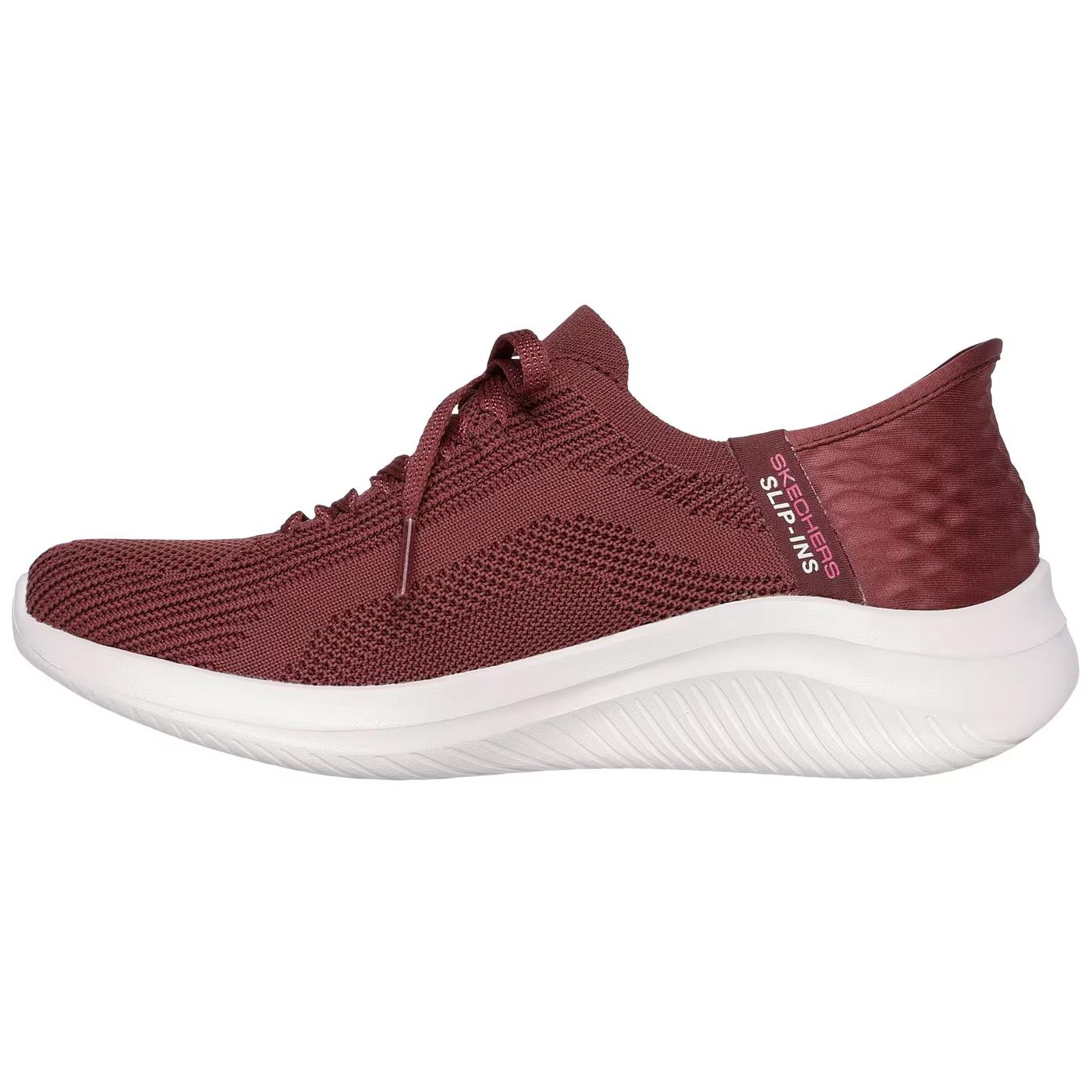 Skechers Ladies Ultra Flex 3.0 Brilliant Path Burgundy Vegan Slip In Shoes