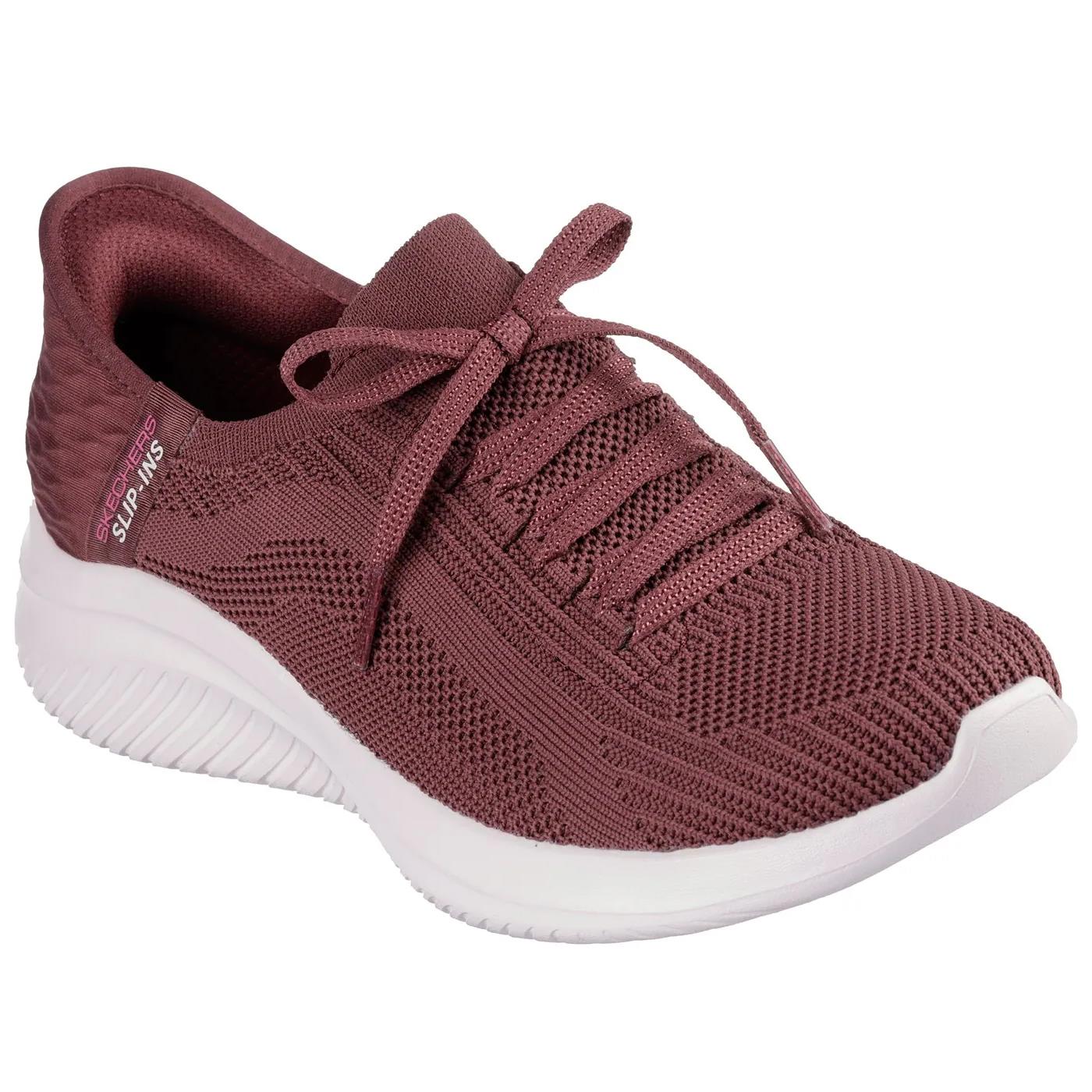 Skechers Ladies Ultra Flex 3.0 Brilliant Path Burgundy Vegan Slip In Shoes