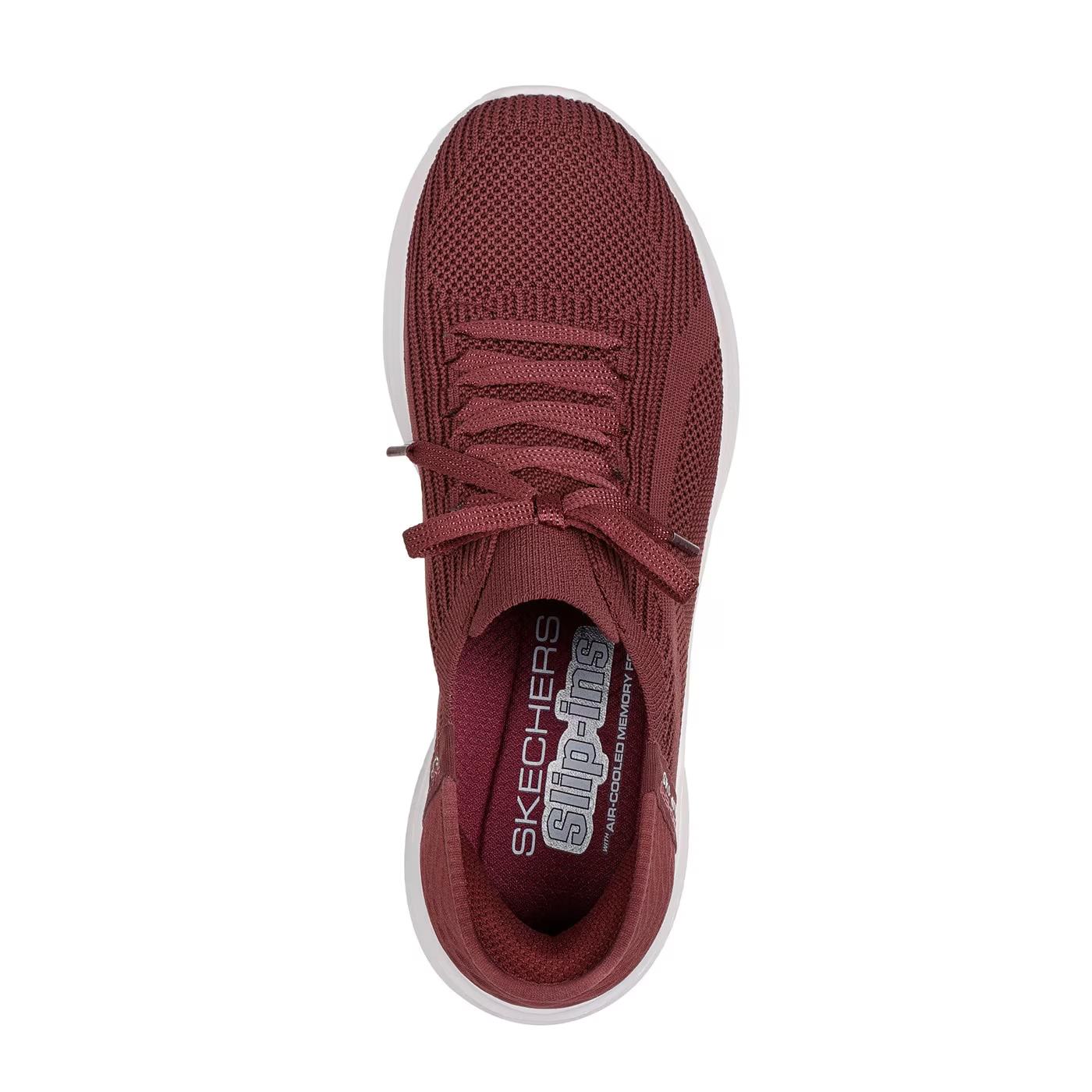 Skechers Ladies Ultra Flex 3.0 Brilliant Path Burgundy Vegan Slip In Shoes