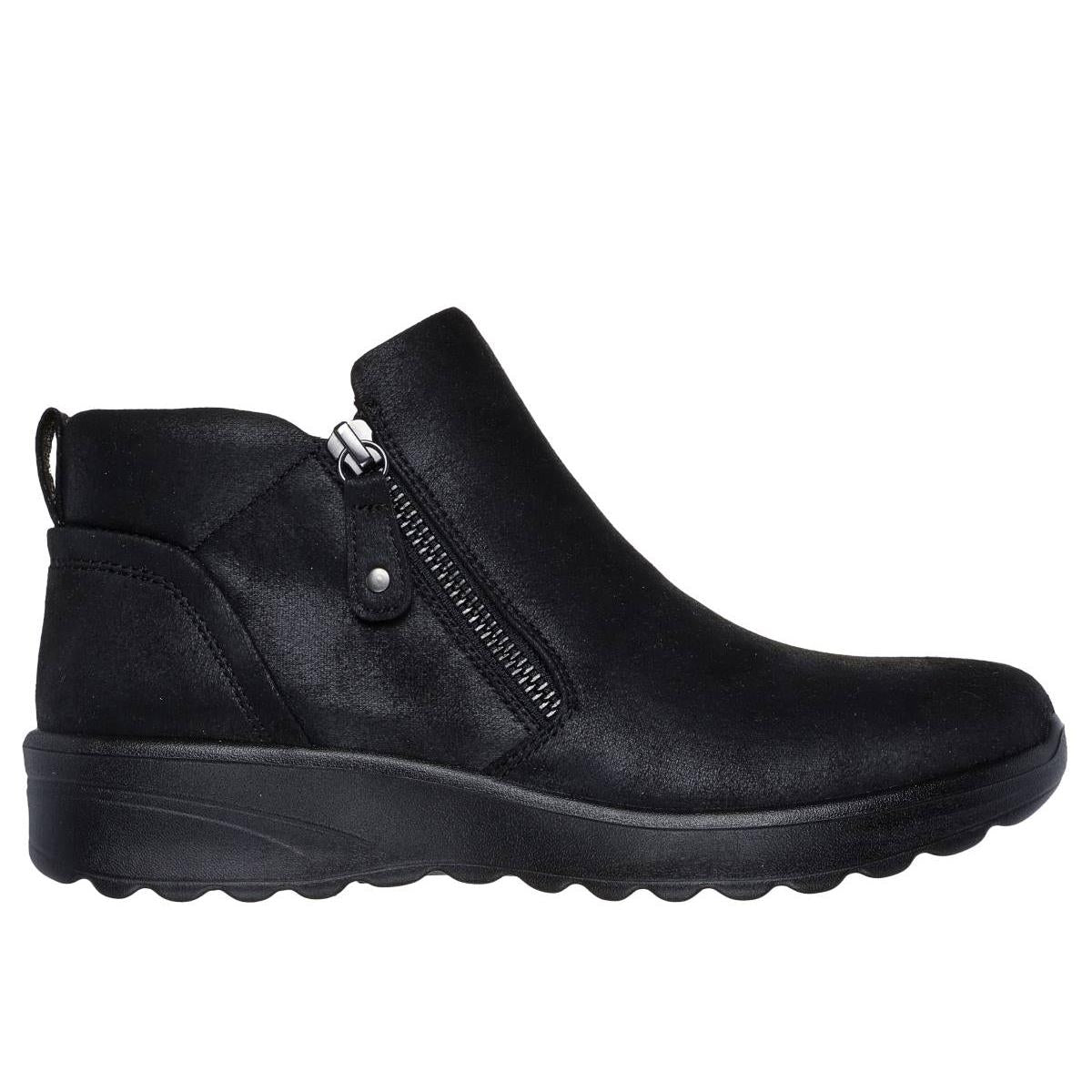 Skechers Ladies Lovely Vibe Fall In Bloom Black Vegan Side Zip Boots