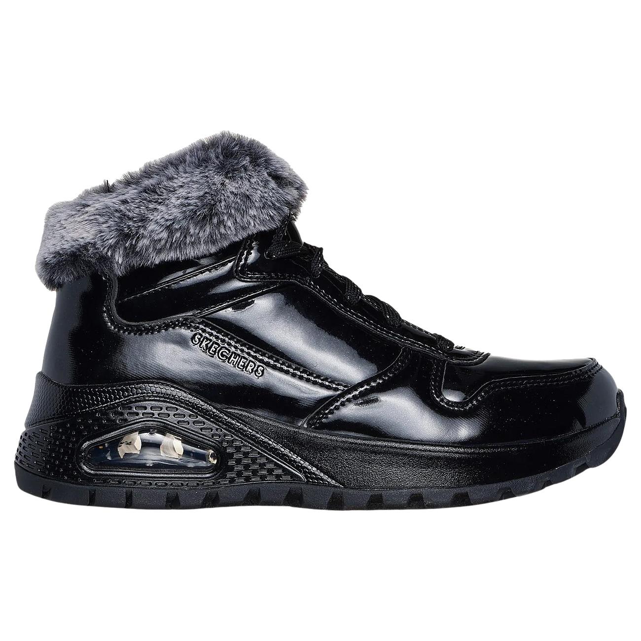 Skechers Womens Boots Uno Rugged Fiesty Winter 168126 Black White Burgundy