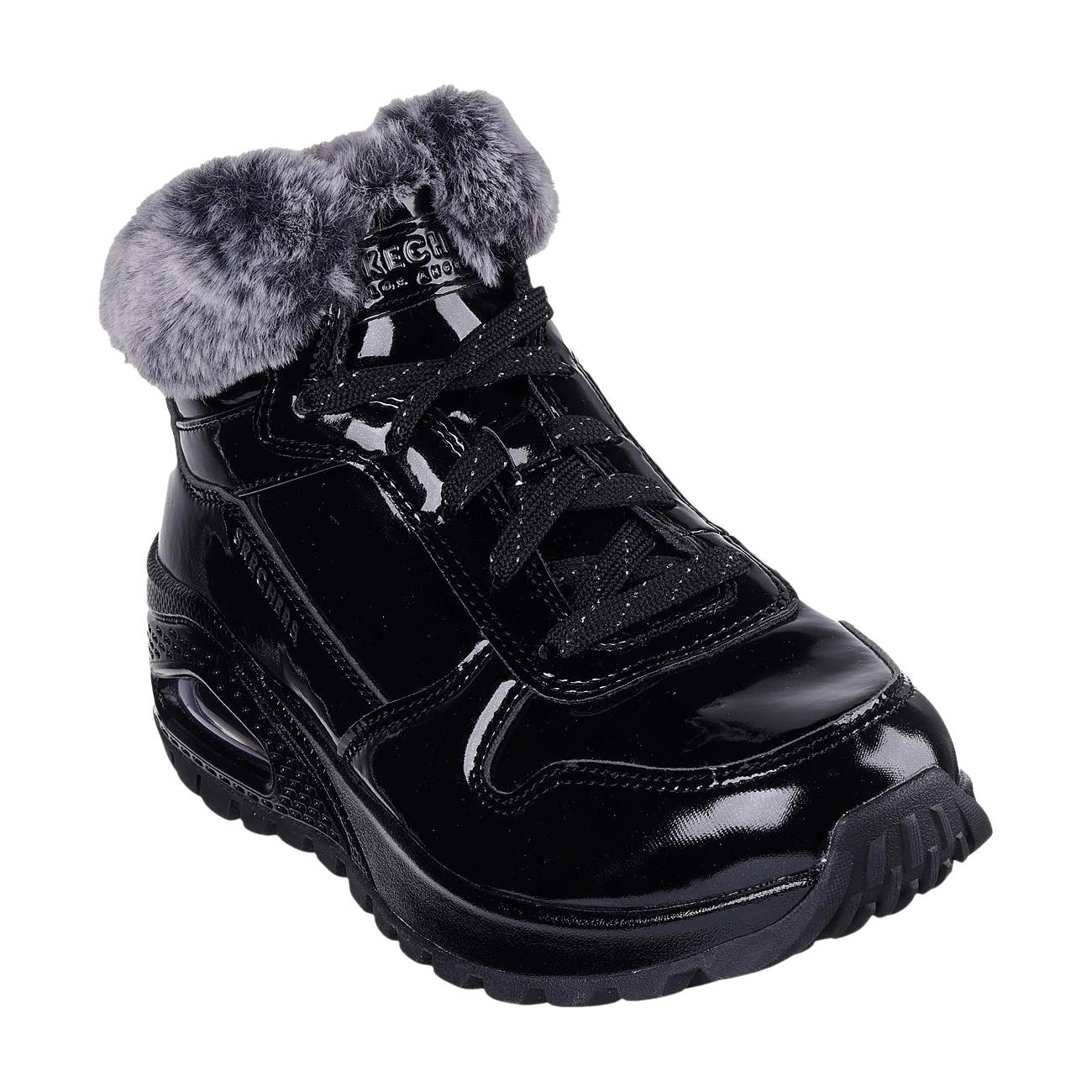 Skechers Womens Boots Uno Rugged Fiesty Winter 168126 Black White Burgundy