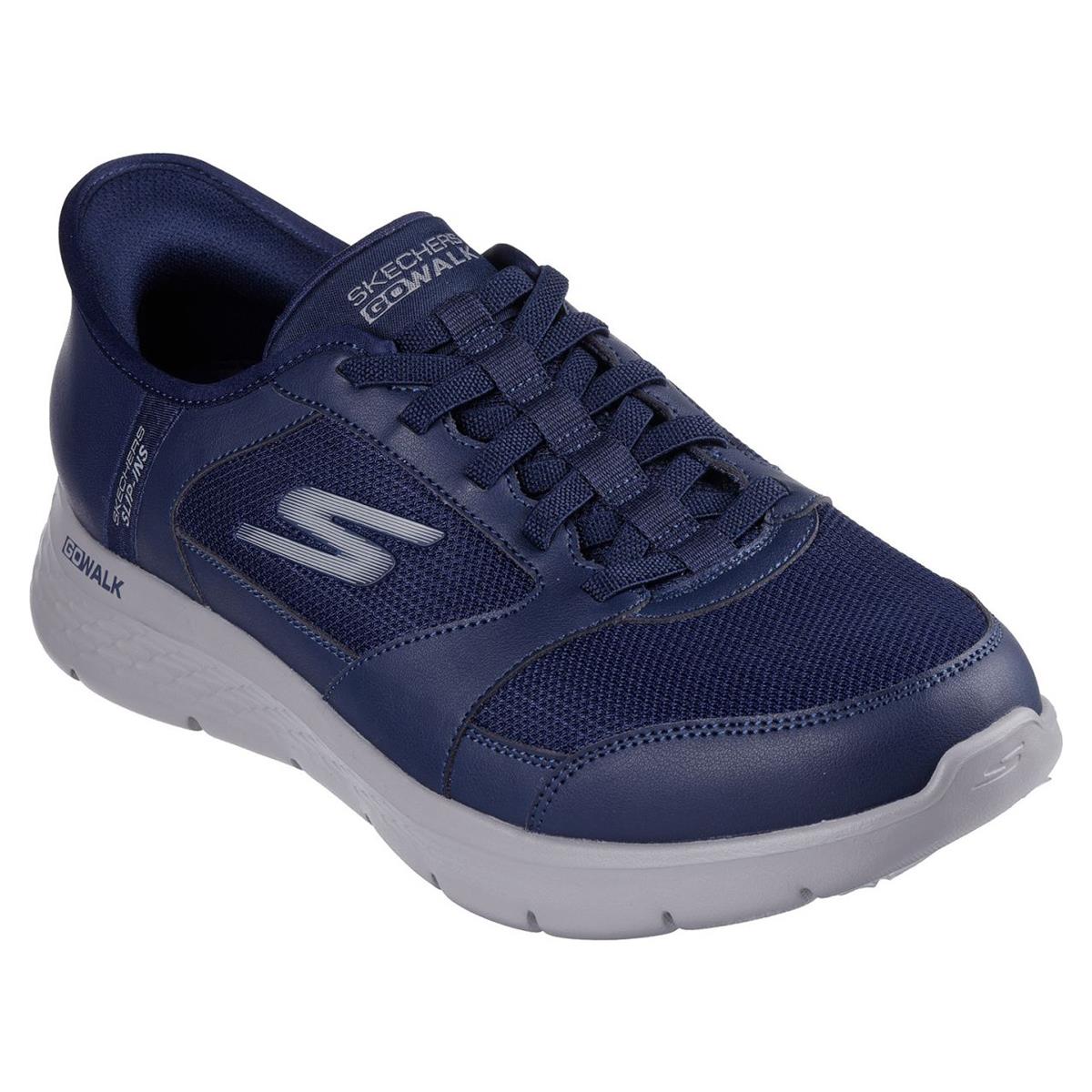 Skechers Mens Go Walk Flex Anza Navy Slip Ins Hands Free Trainers Shoe ...