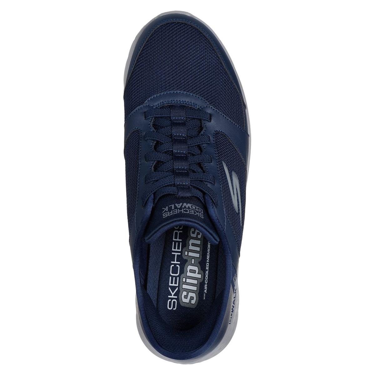 Skechers Mens Go Walk Flex Anza Navy Slip Ins Hands Free Trainers Shoes