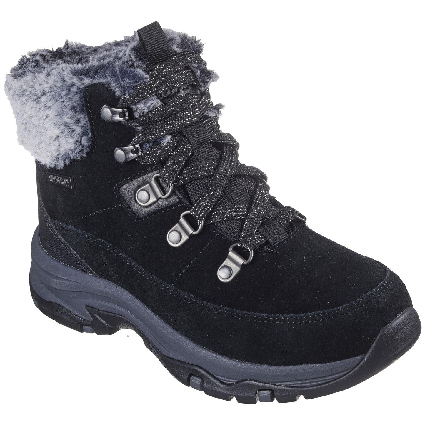Skechers Womens Black Waterproof Boots Lace Up Memory Foam 167882