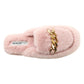 Heavenly Feet Ladies Swan Pink Slip On Chain Mule Slippers