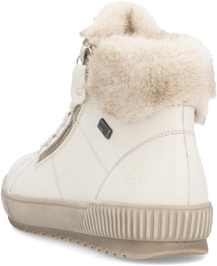 Remonte Ladies D0780-80 Cream White Lined Water Repellent Leather Ankle Boots