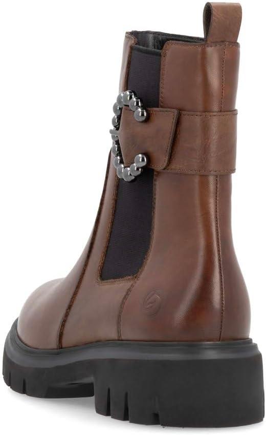 Remonte Ladies D1W74-22 Brown Leather Buckle Wide Fit Ankle Boots