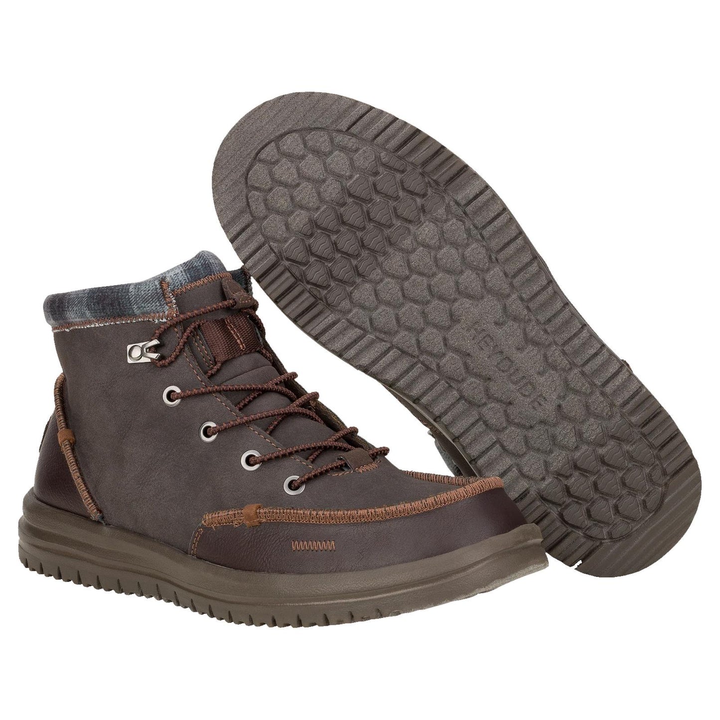 Hey Dude Mens Bradley Classic Brown Water Resistant Leather Lightweight Boot