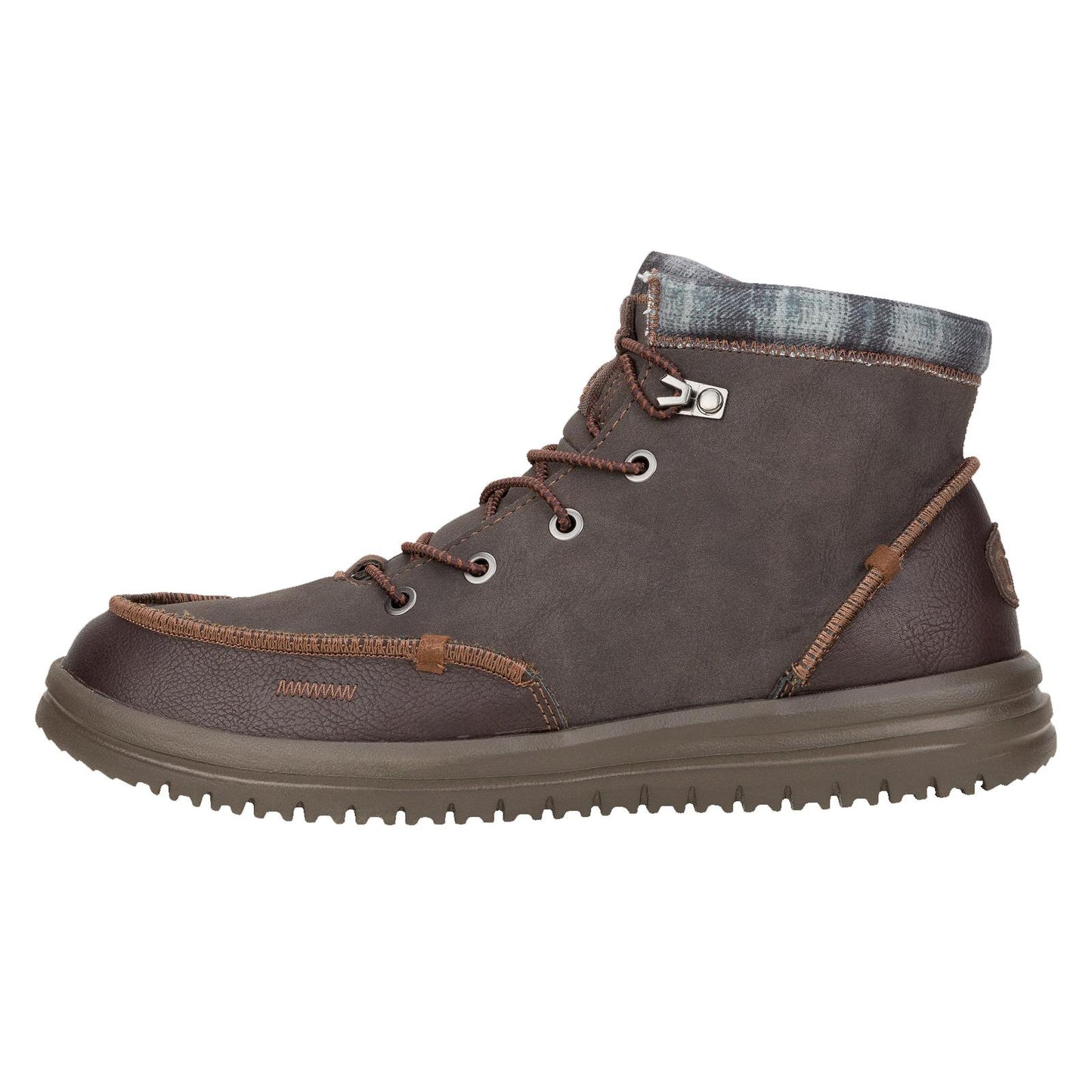 Hey Dude Mens Bradley Classic Brown Water Resistant Leather Lightweight Boot