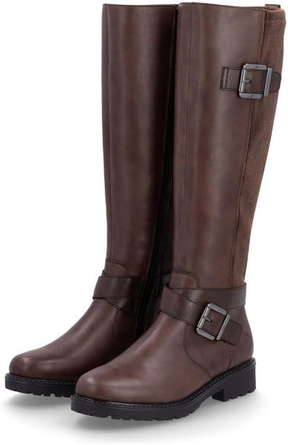 Remonte R6593-25 Brown Leather Wide Fit Knee High Riding Boots